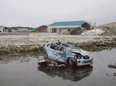 被害の大きかった気仙沼市 車