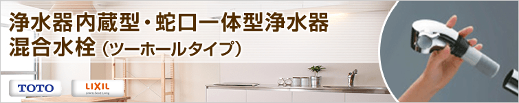 浄水器内蔵型・蛇口一体型浄水器混合水栓(ツーホールタイプ)