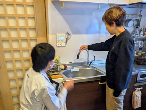 新しい蛇口へ無事交換完了