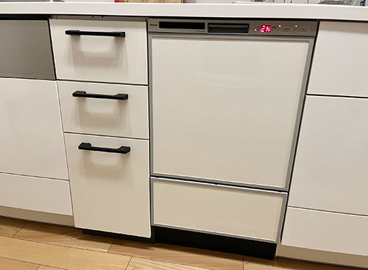 リンナイ ビルトイン食洗機 フロントオープン型 [幅45cm/奥行60cm][ドアパネル型※化粧パネル付属(グレー光沢)][操作部カラー：シルバー]