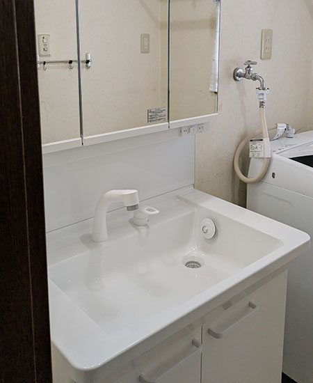 TOTO『Vシリーズ』[間口750mm] [三面鏡] [LEDランプ] [エコミラーあり][2枚扉タイプ] [エコシングルシャワー水栓] [一般地] [扉カラー：ホワイト]