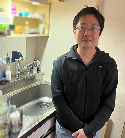 施工後の蛇口とお客様