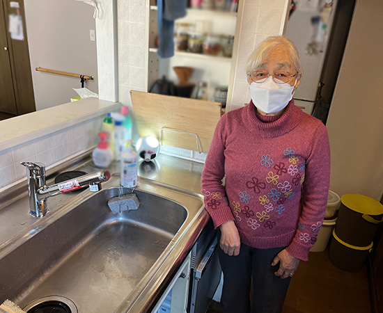 施工後の蛇口とお客様