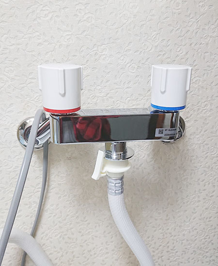 LIXIL(INAX)  洗濯機用水栓 [混合水栓][緊急止水機能付き][スパウト0mm][ワンタッチ式]