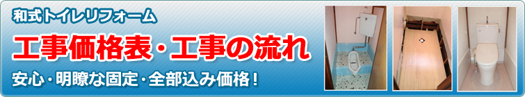 和式トイレリフォーム工事価格表 安心・明瞭な固定・全部込み価格