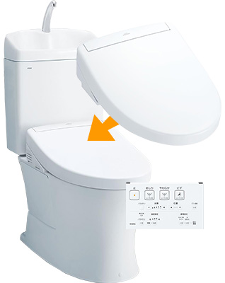 TOTOピュアレストQR(手洗いあり)とTOTOウォシュレットSS(壁リモコン)のスタンダードセット|工事費込み便座セットプラン