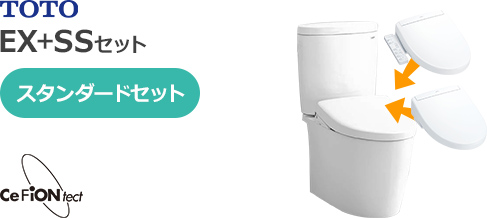 TOTOピュアレストEXとTOTOウォシュレットSSのスタンダードセット