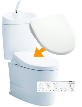 TOTOピュアレストEX(手洗いあり)とTOTOアプリコットのハイグレードセット｜工事費込み便座セットプラン