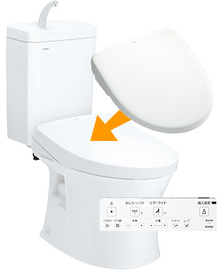TOTOピュアレストMR(手洗いあり)とTOTOアプリコットのハイグレードセット｜工事費込み便座セットプラン