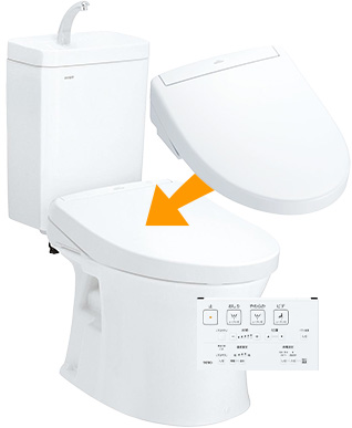 TOTOピュアレストMR(手洗いあり)とTOTOウォシュレットSS(壁リモコン)のスタンダードセット｜工事費込み便座セットプラン