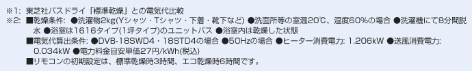 東芝の浴室乾燥機:エコ乾燥で電気代を約3分の1も節約!注釈