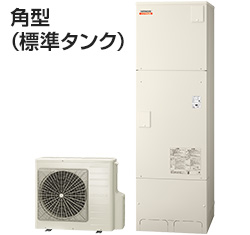 角型(標準タンク)代表型番:水道直圧ナイアガラ出湯フルオート460Lモデル BHP-FV460WD、標準タンク(高機能)フルオート460Lモデル BHP-FR46WU、給湯専用(オートストップ機能付)460Lモデル BHP-ZA46WUなど|全て屋外設置型のみのラインナップ。電気配線太さは2.0mmで接続。