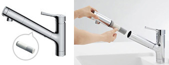 浄水器内蔵型・蛇口一体型とは?|蛇口本体に浄水カートリッジが内蔵されているタイプ