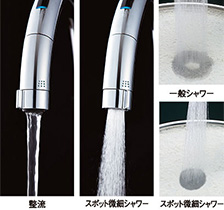 水はねを減らすスポット微細シャワー|ナビッシュ(LIXIL・イナックス)の機能