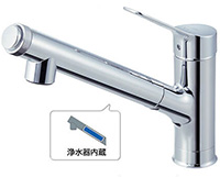 リクシル (LIXIL・INAX)キッチン浄水器内蔵水栓「AJタイプ」の交換費用|JF-AJ461SYX(JW)|ワンホール、ハンドシャワーあり|工事費込みセットが安い