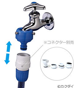 水道蛇口のアダプター(ニップル)でホースを簡単取付け