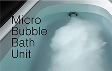 直径100µm未満の気泡(マイクロバブル)が体を包み込み、温浴効果やリラックス効果などが期待できる|リンナイ給湯器の特徴