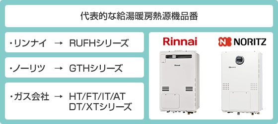 代表的な給湯暖房熱原機品番