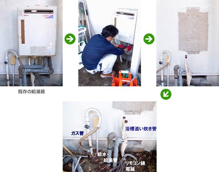 給湯器 既存給湯器の取り外し