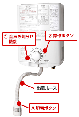 パロマ(Paloma)瞬間湯沸かし器(5号給湯器・湯沸し器)元止め式の特長