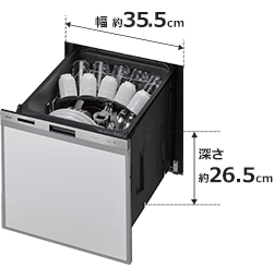 リンナイ(Rinnai)ビルトイン食洗機ミドルタイプのサイズ|リンナイ食洗機