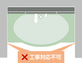 両袖壁に設置された洗面台|交換工事対応不可