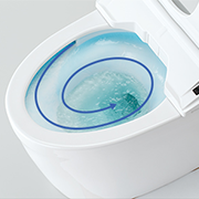 TOTOピュアレストQRの特長|渦巻く水流「トルネード洗浄」は少ない水でしっかり流す