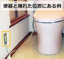便器から離れた位置にコンセントがある例|トイレ交換の現調に必要な確認項目