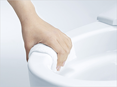 TOTOのフチなし形状|フチレスはぐるっと入り込むのでお掃除が楽