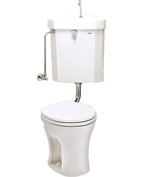 三角タンク式トイレ(床排水490mm/手洗いあり) 便座は別売